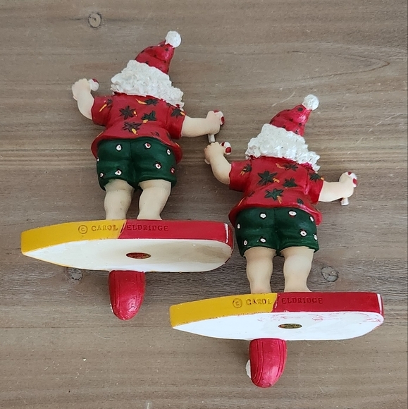 🎅 Christmas “Surfing with Santa” Stocking Holder Figurine Set – Preowned, Great - Picture 11 of 16